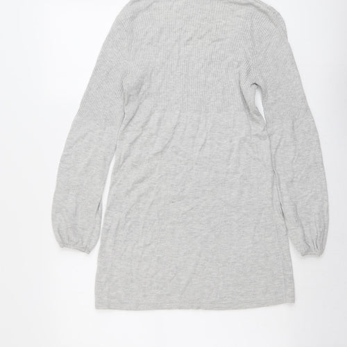 Marks and Spencer Womens Grey Viscose Jumper Dress Size 10 Round Neck Pullover