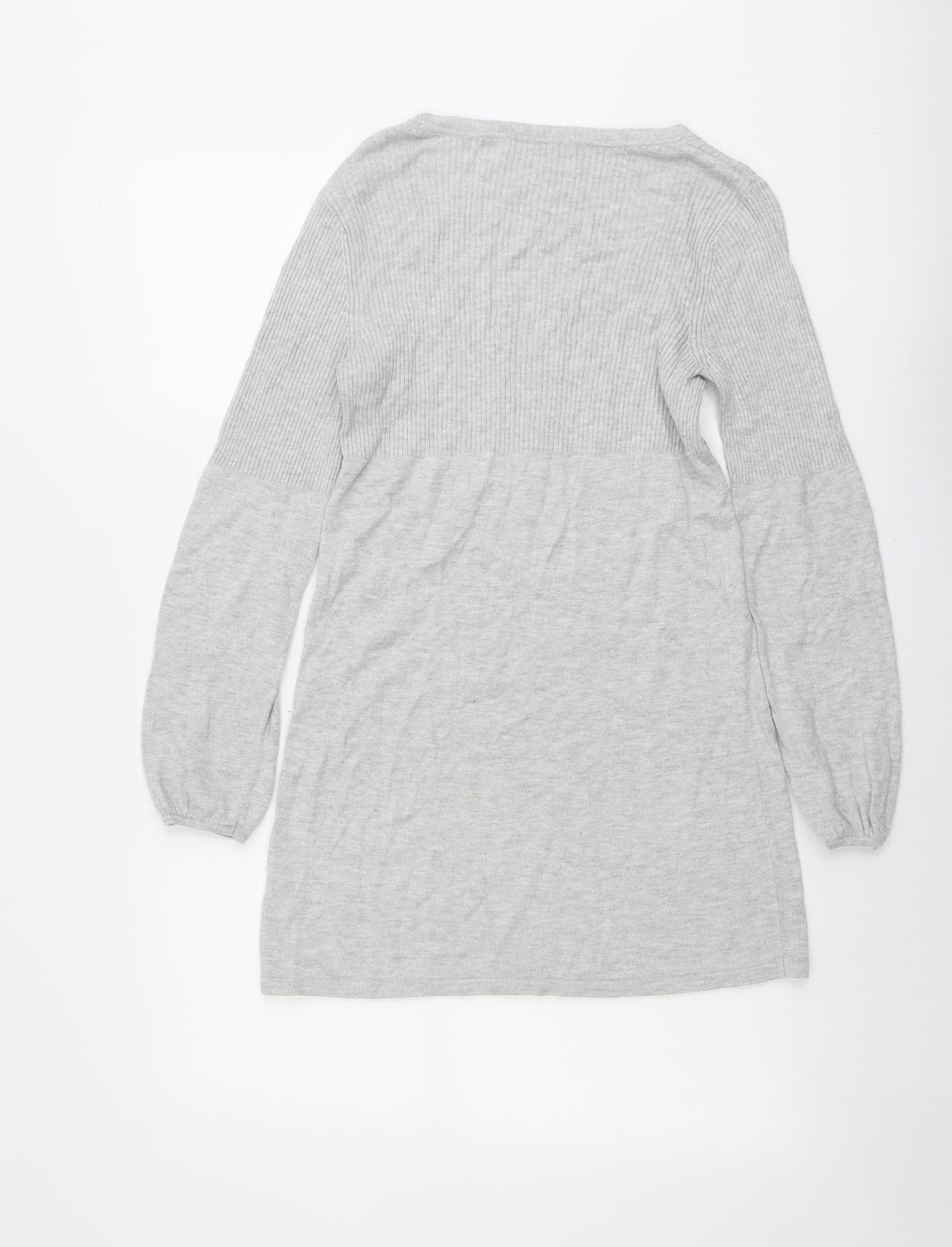 Marks and Spencer Womens Grey Viscose Jumper Dress Size 10 Round Neck Pullover