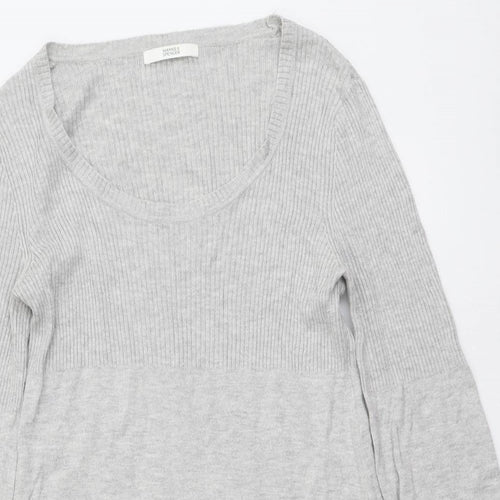 Marks and Spencer Womens Grey Viscose Jumper Dress Size 10 Round Neck Pullover