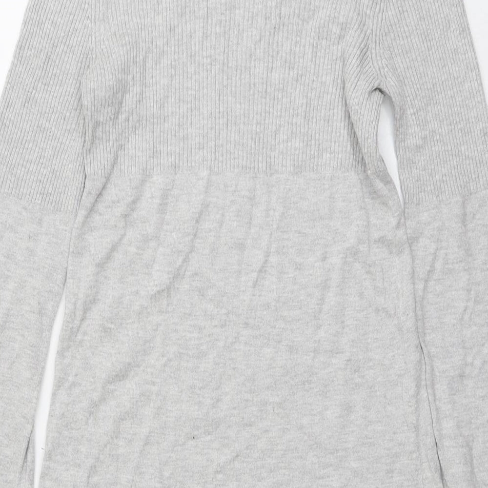Marks and Spencer Womens Grey Viscose Jumper Dress Size 10 Round Neck Pullover