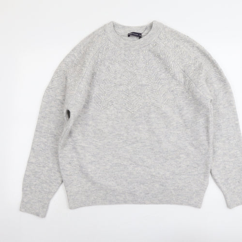 Marks and Spencer Womens Grey Round Neck Acrylic Pullover Jumper Size L