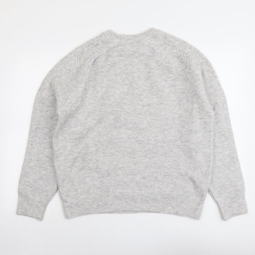 Marks and Spencer Womens Grey Round Neck Acrylic Pullover Jumper Size L