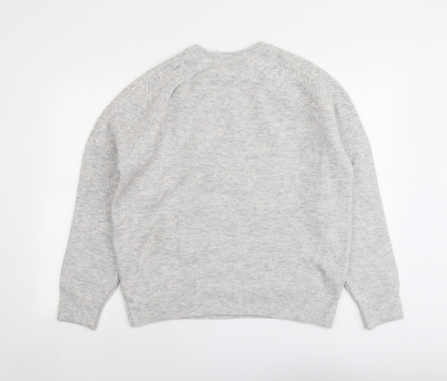 Marks and Spencer Womens Grey Round Neck Acrylic Pullover Jumper Size L