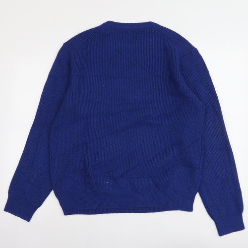 Marks and Spencer Mens Blue Round Neck Polyamide Pullover Jumper Size L Long Sleeve