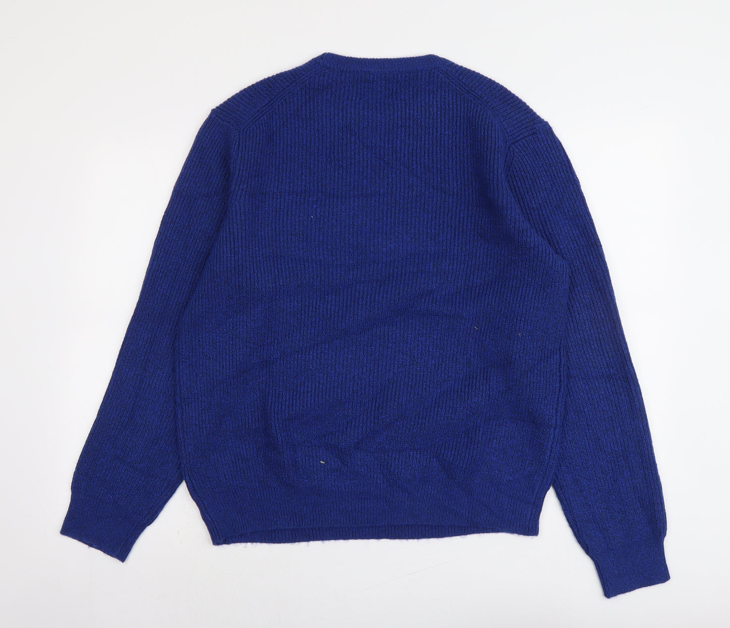 Marks and Spencer Mens Blue Round Neck Polyamide Pullover Jumper Size L Long Sleeve