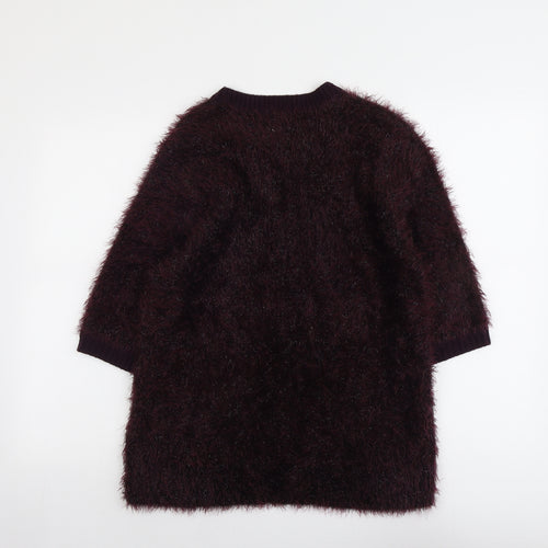 Marks and Spencer Womens Purple V-Neck Polyamide Pullover Jumper Size 14