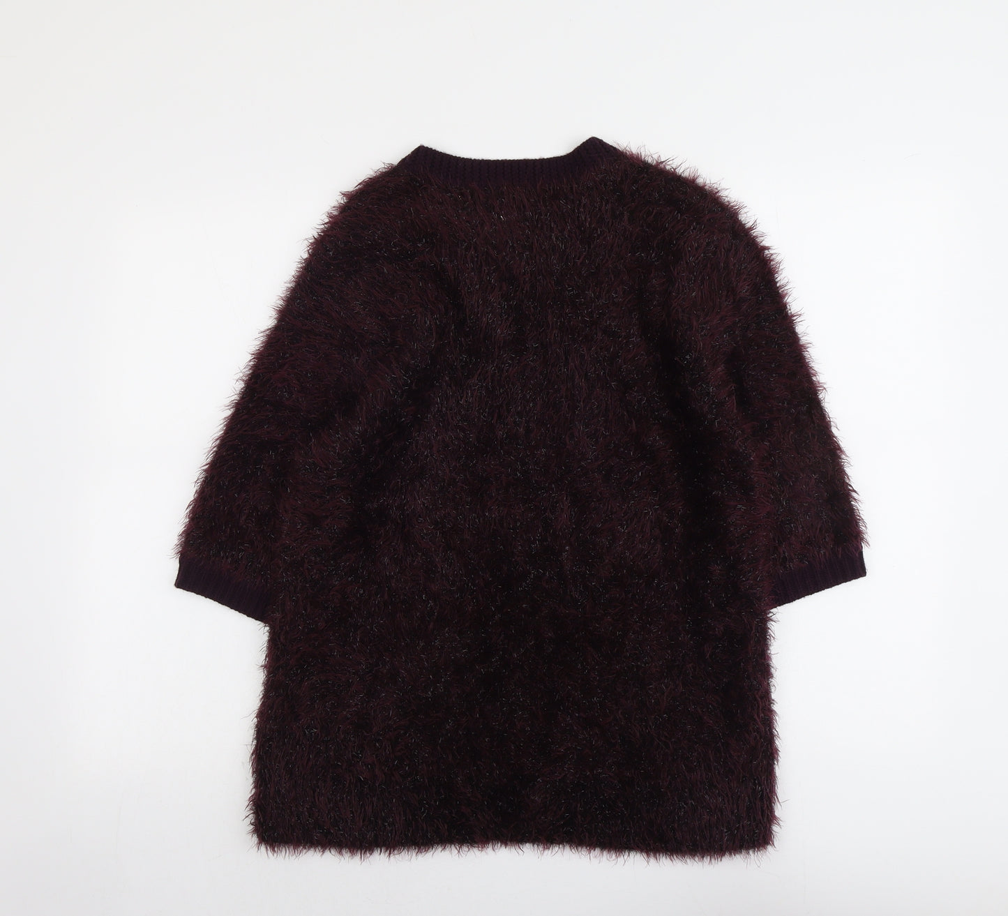 Marks and Spencer Womens Purple V-Neck Polyamide Pullover Jumper Size 14
