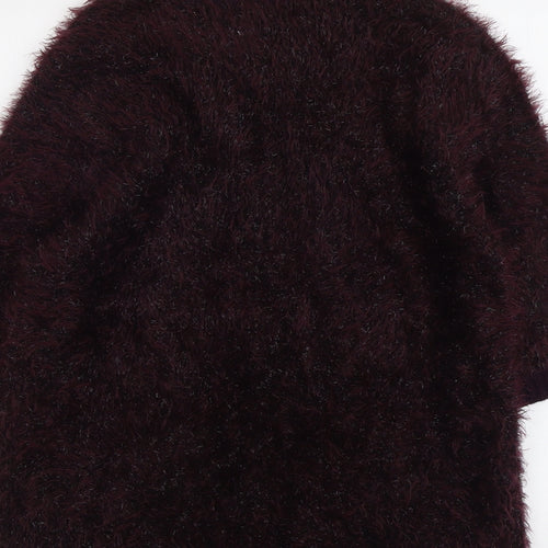 Marks and Spencer Womens Purple V-Neck Polyamide Pullover Jumper Size 14