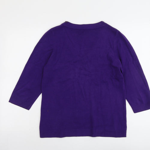 BHS Womens Purple V-Neck Acrylic Pullover Jumper Size 14