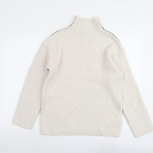 Marks and Spencer Womens Beige High Neck Polyester Pullover Jumper Size S
