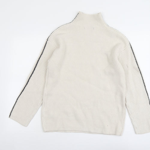 Marks and Spencer Womens Beige High Neck Polyester Pullover Jumper Size S