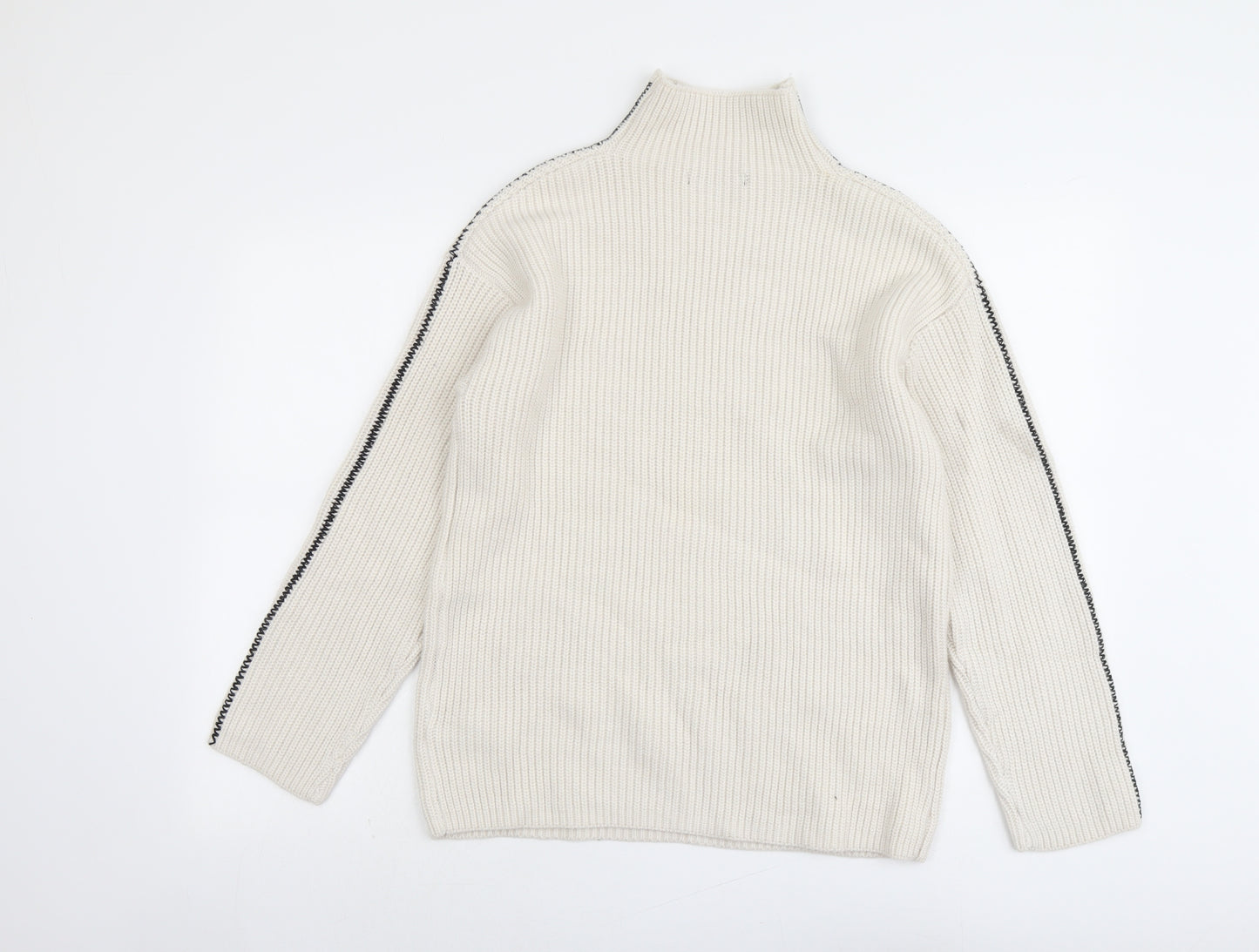 Marks and Spencer Womens Beige High Neck Polyester Pullover Jumper Size S