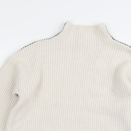 Marks and Spencer Womens Beige High Neck Polyester Pullover Jumper Size S