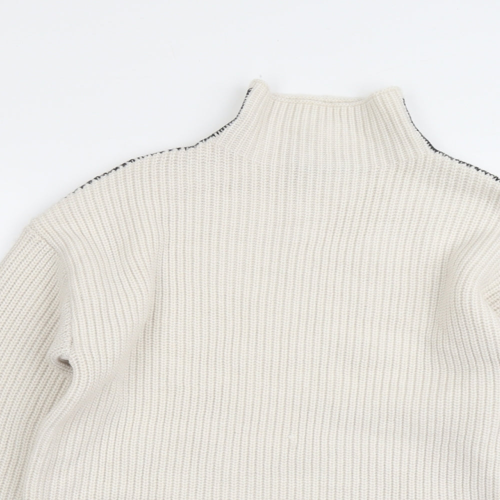 Marks and Spencer Womens Beige High Neck Polyester Pullover Jumper Size S