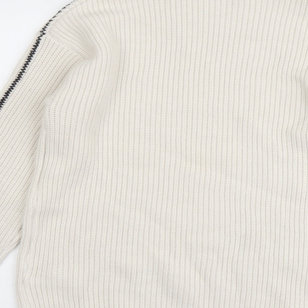 Marks and Spencer Womens Beige High Neck Polyester Pullover Jumper Size S