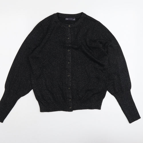 Marks and Spencer Womens Black Round Neck Viscose Cardigan Jumper Size 10