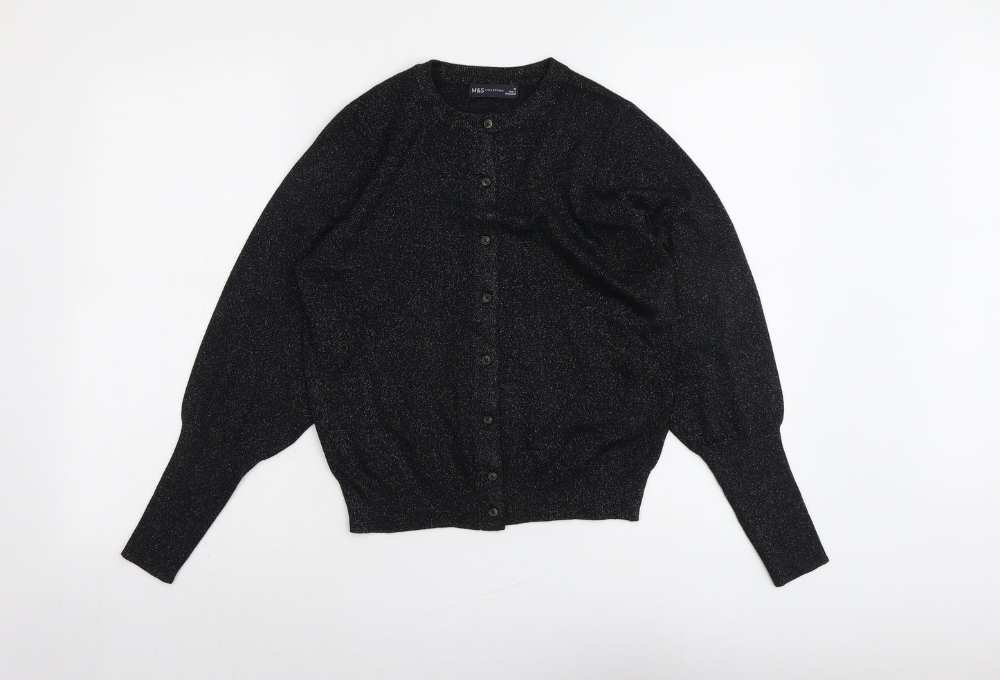 Marks and Spencer Womens Black Round Neck Viscose Cardigan Jumper Size 10