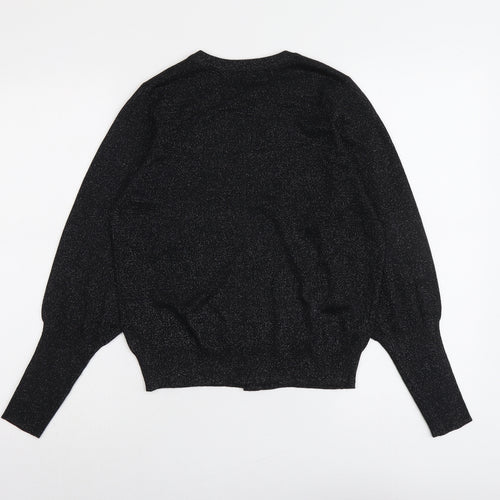 Marks and Spencer Womens Black Round Neck Viscose Cardigan Jumper Size 10
