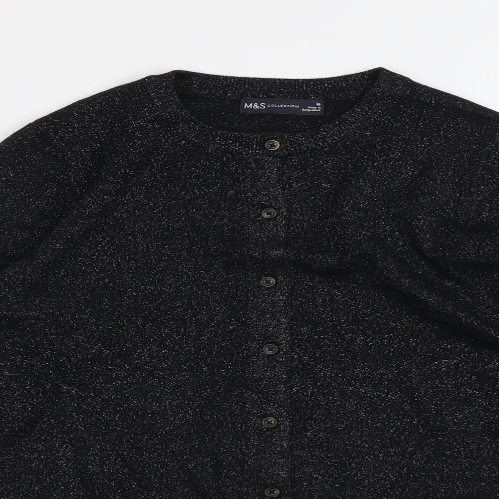 Marks and Spencer Womens Black Round Neck Viscose Cardigan Jumper Size 10