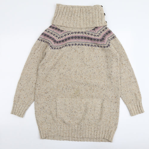 Marks and Spencer Womens Beige Roll Neck Acrylic Pullover Jumper Size 10