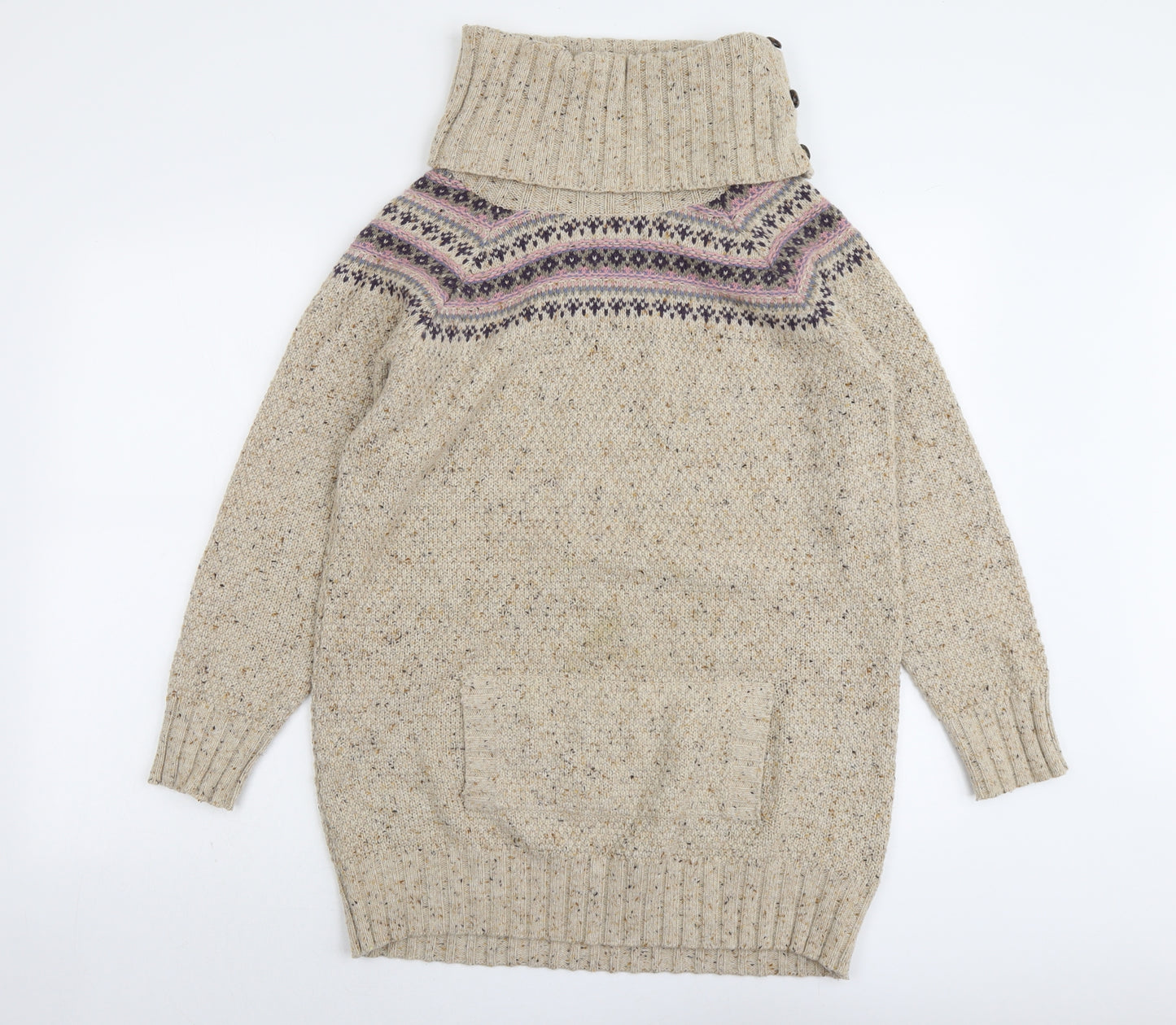 Marks and Spencer Womens Beige Roll Neck Acrylic Pullover Jumper Size 10