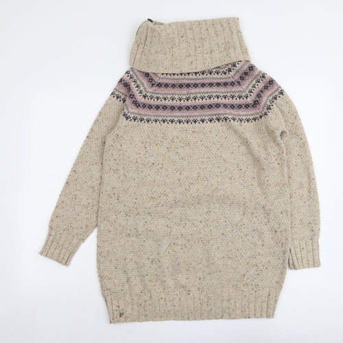 Marks and Spencer Womens Beige Roll Neck Acrylic Pullover Jumper Size 10