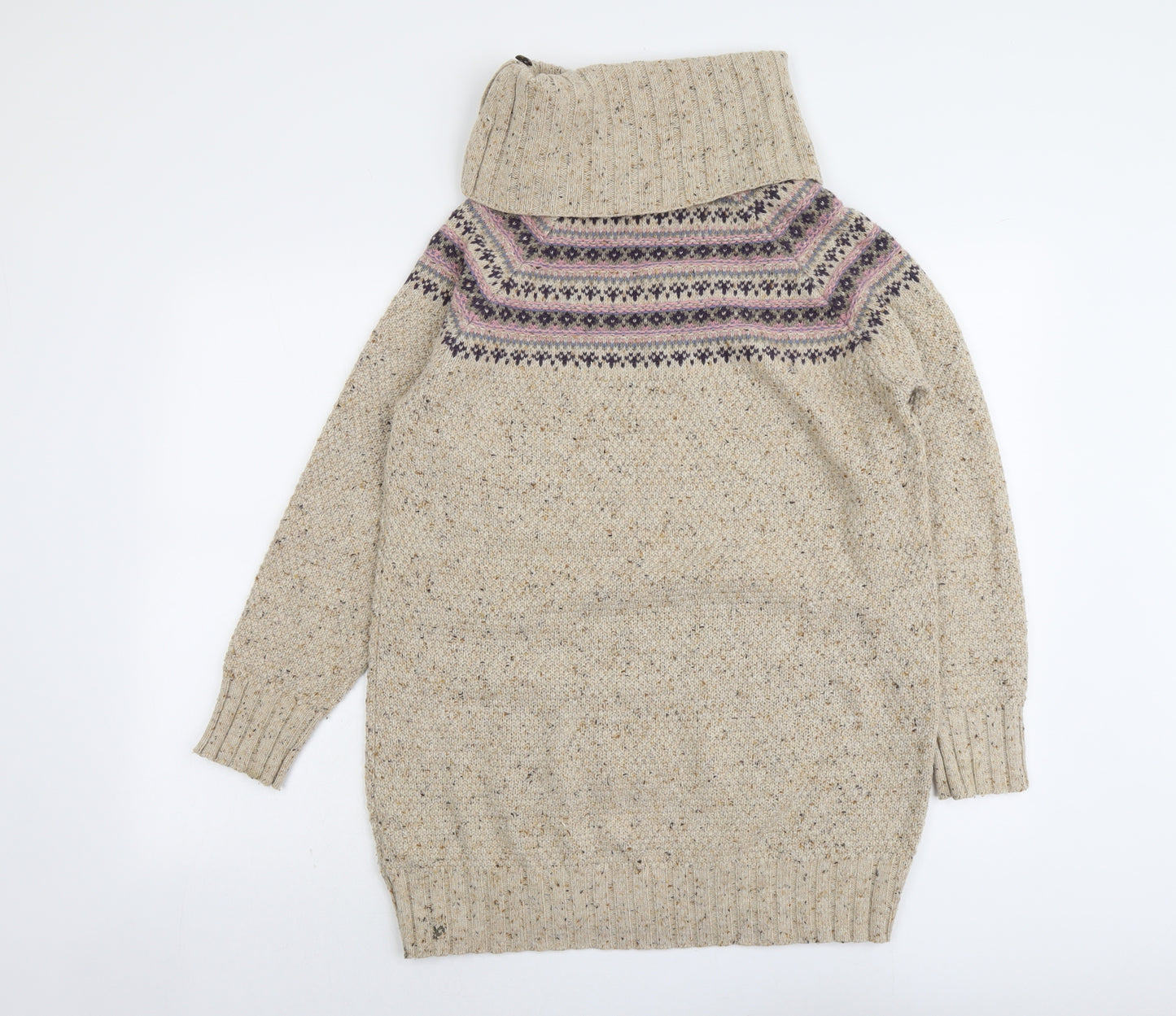 Marks and Spencer Womens Beige Roll Neck Acrylic Pullover Jumper Size 10