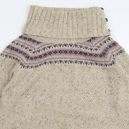 Marks and Spencer Womens Beige Roll Neck Acrylic Pullover Jumper Size 10