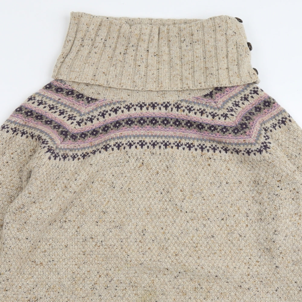 Marks and Spencer Womens Beige Roll Neck Acrylic Pullover Jumper Size 10