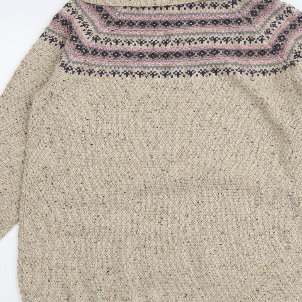 Marks and Spencer Womens Beige Roll Neck Acrylic Pullover Jumper Size 10
