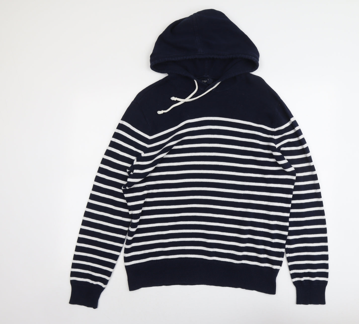 J.CREW Mens Blue Roll Neck Striped Cotton Pullover Jumper Size M Long Sleeve