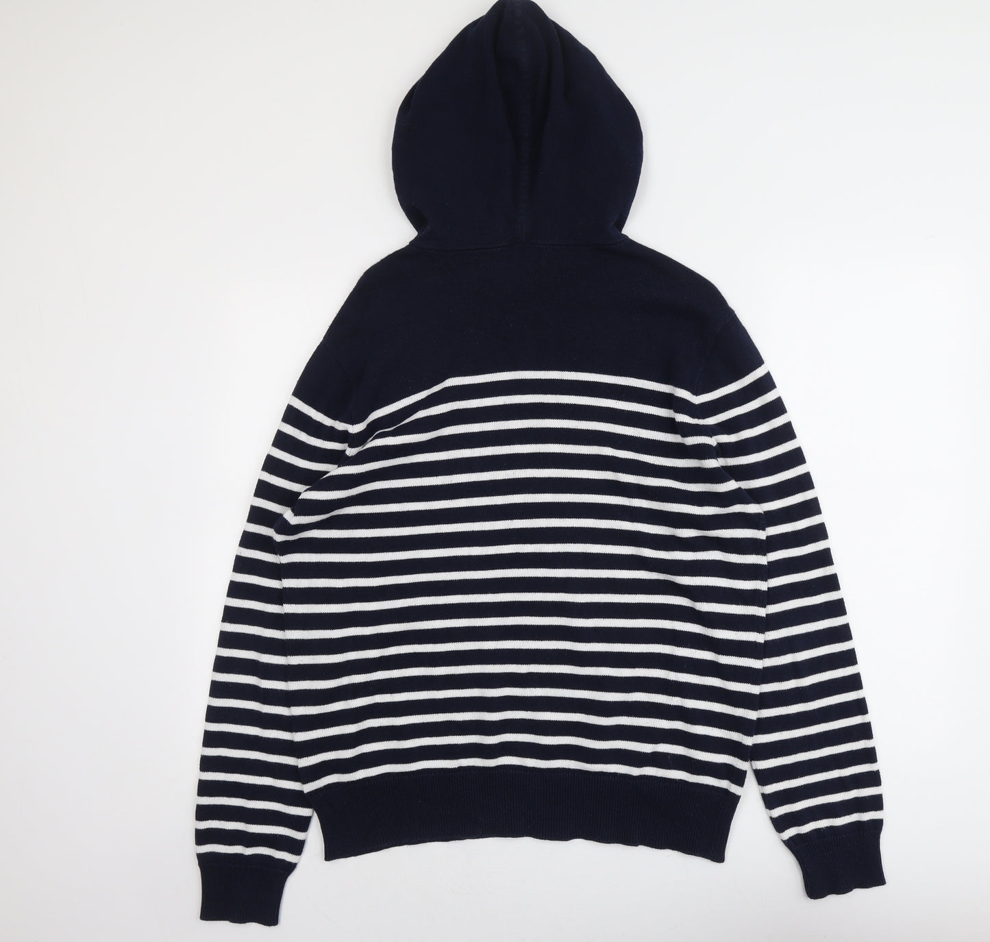 J.CREW Mens Blue Roll Neck Striped Cotton Pullover Jumper Size M Long Sleeve