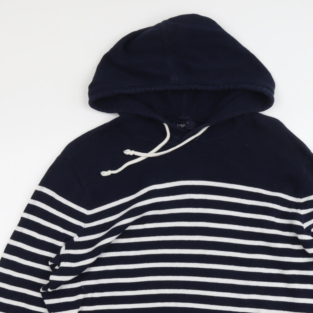 J.CREW Mens Blue Roll Neck Striped Cotton Pullover Jumper Size M Long Sleeve