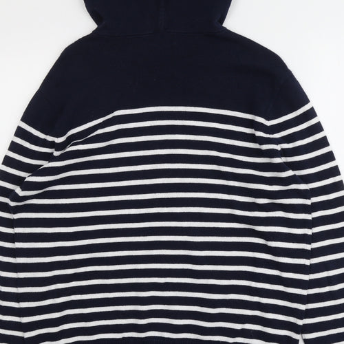 J.CREW Mens Blue Roll Neck Striped Cotton Pullover Jumper Size M Long Sleeve