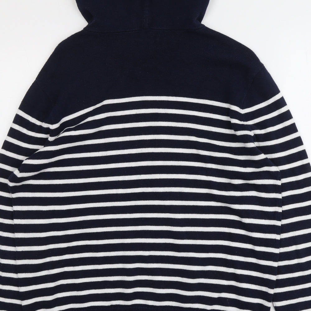 J.CREW Mens Blue Roll Neck Striped Cotton Pullover Jumper Size M Long Sleeve