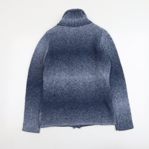 EWM Womens Blue Collared Acrylic Cardigan Jumper Size 10 - Size 10-12