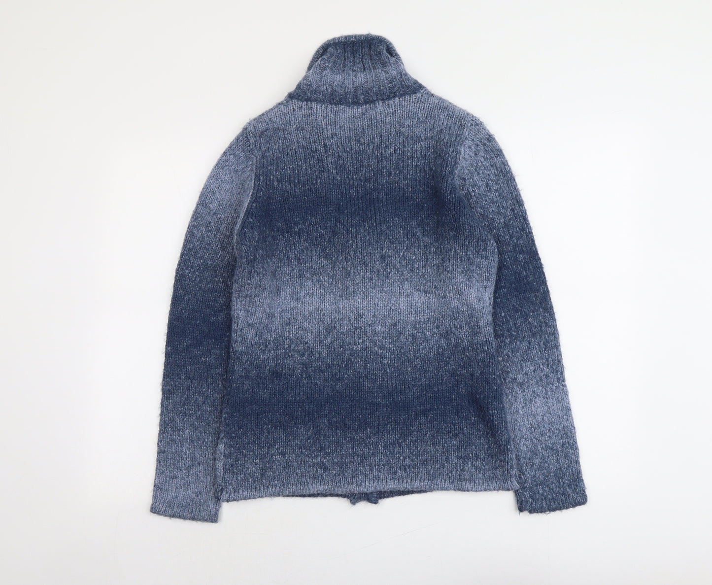 EWM Womens Blue Collared Acrylic Cardigan Jumper Size 10 - Size 10-12