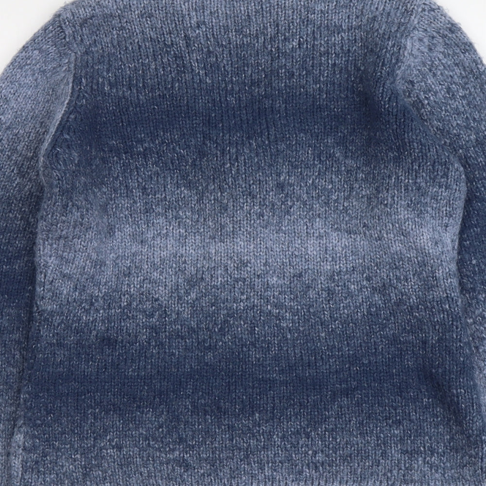 EWM Womens Blue Collared Acrylic Cardigan Jumper Size 10 - Size 10-12