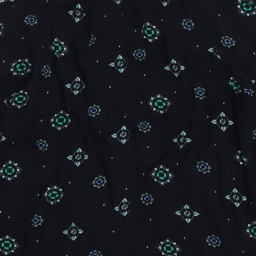 Marks and Spencer Womens Blue Geometric Viscose Basic Blouse Size 12 Boat Neck