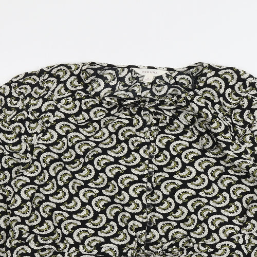 Per Una Womens Black Geometric Viscose Basic Blouse Size 8 Round Neck
