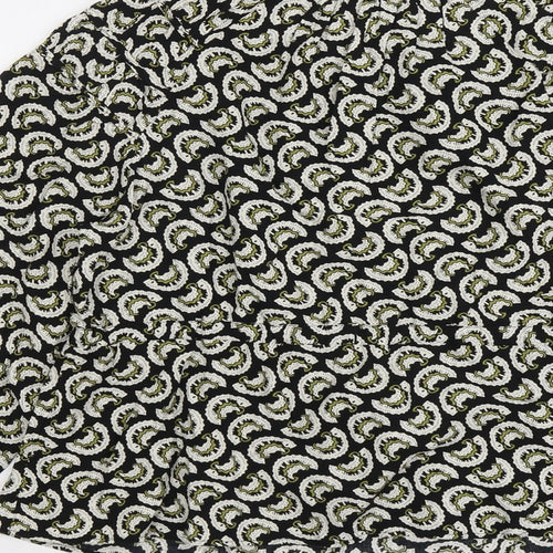 Per Una Womens Black Geometric Viscose Basic Blouse Size 8 Round Neck