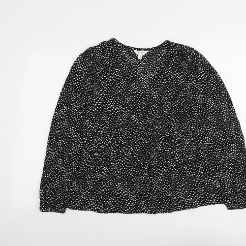Per Una Womens Black Geometric Viscose Basic Blouse Size 12 V-Neck