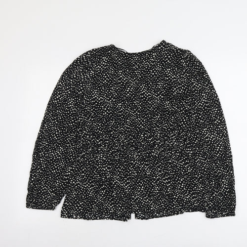 Per Una Womens Black Geometric Viscose Basic Blouse Size 12 V-Neck