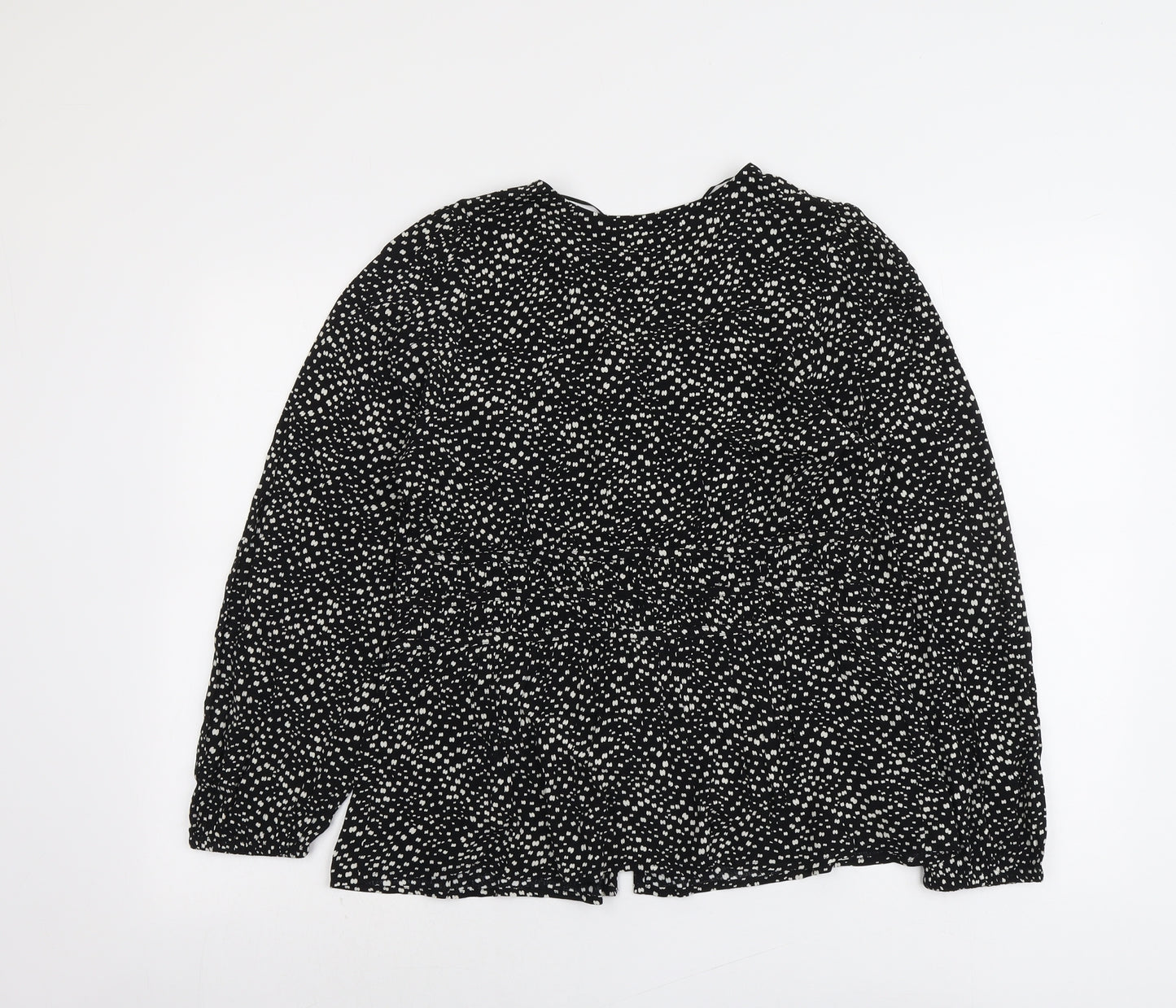 Per Una Womens Black Geometric Viscose Basic Blouse Size 12 V-Neck