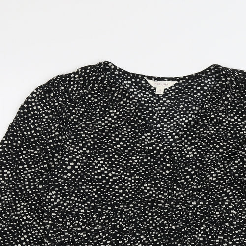 Per Una Womens Black Geometric Viscose Basic Blouse Size 12 V-Neck