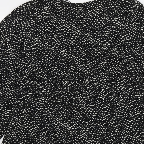 Per Una Womens Black Geometric Viscose Basic Blouse Size 12 V-Neck