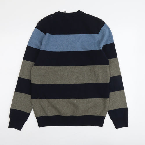 Marks and Spencer Mens Multicoloured Round Neck Striped Polyester Pullover Jumper Size S Long Sleeve