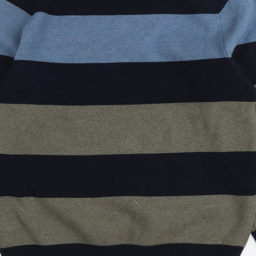 Marks and Spencer Mens Multicoloured Round Neck Striped Polyester Pullover Jumper Size S Long Sleeve