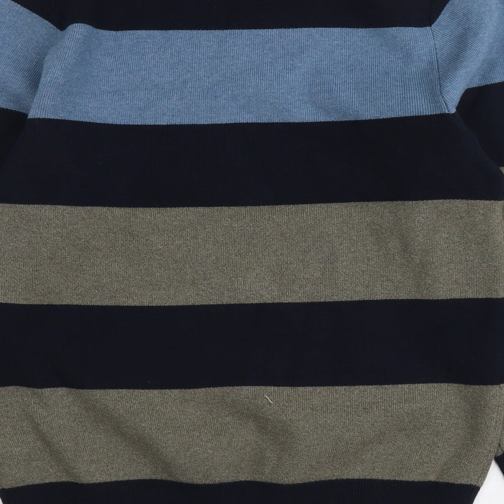 Marks and Spencer Mens Multicoloured Round Neck Striped Polyester Pullover Jumper Size S Long Sleeve