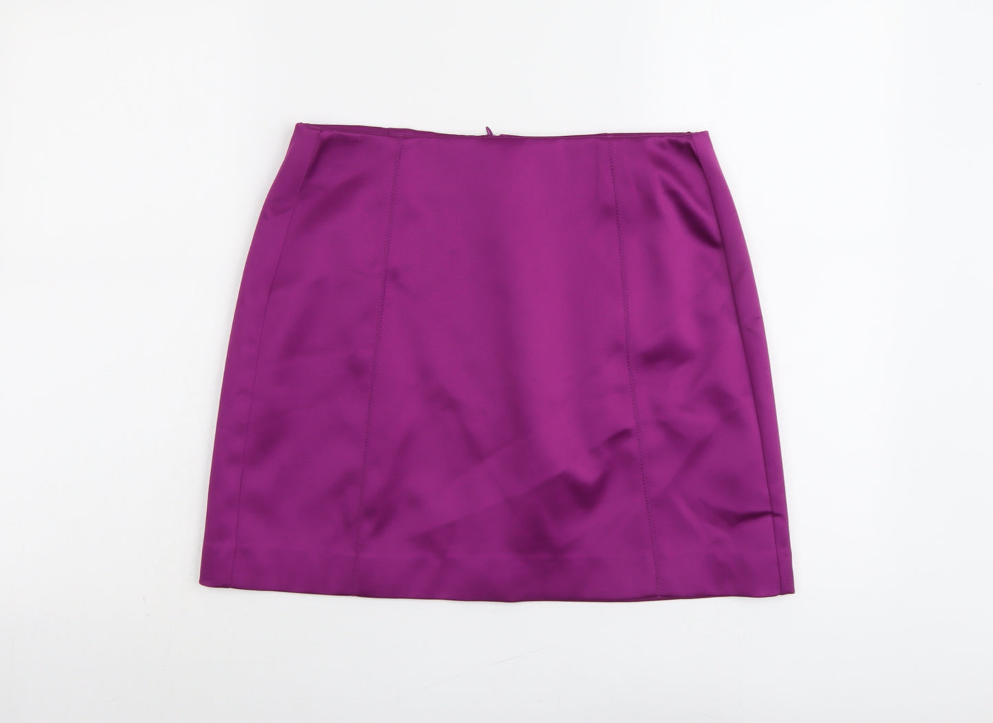 Marks and Spencer Womens Purple Polyester A-Line Skirt Size 12 Zip